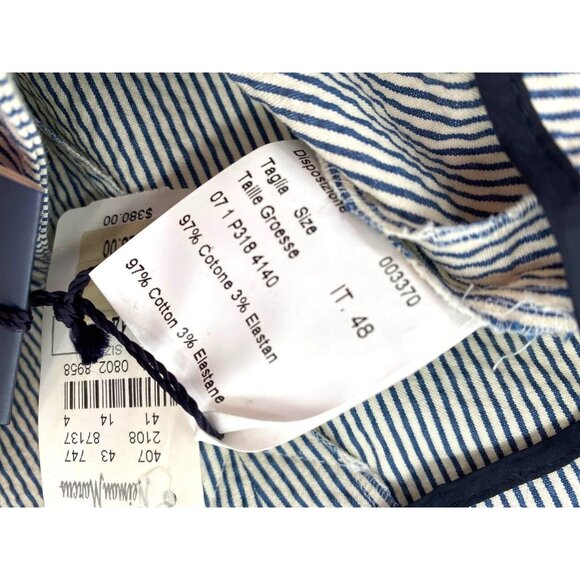 NWT Piazza Sempione Audrey Crop Pants Seersucker Gray Stripe Cigarette Pant 14 - Picture 9 of 11
